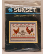 Sunset Designs Crowing Roosters Counted Cross Stitch Kit 2978 NEW Vintag... - £10.13 GBP