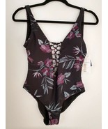 Tinibikini Womens Sexy One Piece Black Floral Cutout Bathing Swim Suit S... - $49.32 CAD