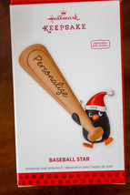 Hallmark - Baseball Star - Penguin with Baseball Bat - Personalize  - Ornament - £9.31 GBP
