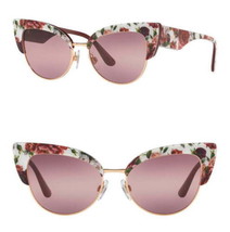 $410 Dolce&amp;Gabbana Sunglasses Cat Eye Pink Roses Purple Lens Peonies Flowers NWT - £245.39 GBP