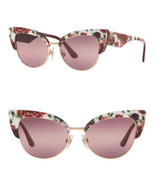$410 Dolce&amp;Gabbana Sunglasses Cat Eye Pink Roses Purple Lens Peonies Flo... - £235.14 GBP