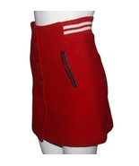 VTG DKNY Button Front Elastic Striped Waist 2-Pocket Red Wool Skirt Wm&#39;s... - $58.79 CAD