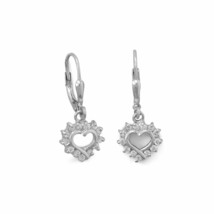 925 Silver 1Ct Created Diamonds Hollow Cutout Heart Dangle Drop Bridal Earrings - £98.87 GBP