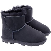 Kirkland Signature Little Kids Black Leather Shearling Boot Shoe Suede Size 2 - $19.79