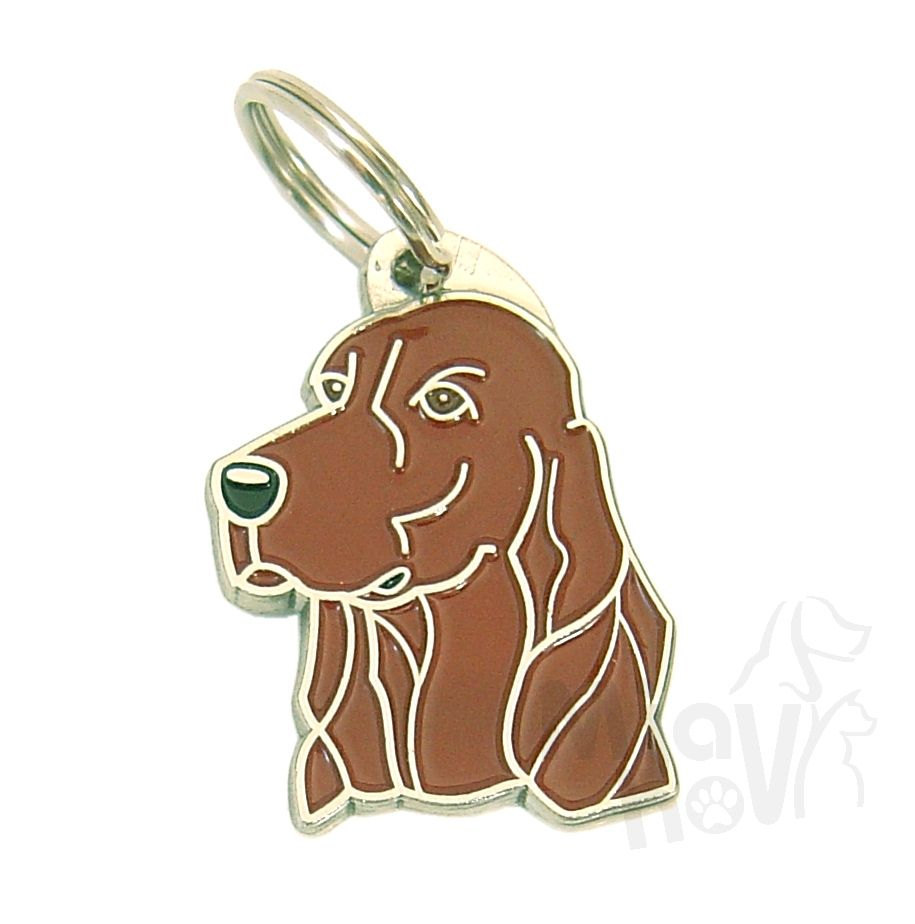 Pet ID tag, personalised, stainless steel, breed dog tag, Irish setter