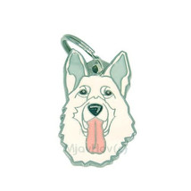 Pet ID tag with custom engraved text MjavHov, WHITE SHEPHERD - £17.15 GBP