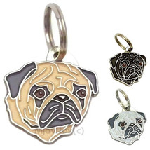 Pet ID tag, engraved, Pug, MjavHov breed pet tags collection - £17.15 GBP
