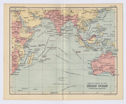 1912 Antique Map Of British Empire Colonies Indian Oc EAN India Mauritius Penang - £24.92 GBP