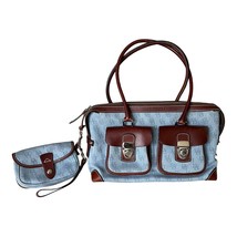 Vintage Dooney Bourke Blue Signature Canvas Leather Shoulder Bag Set - £95.40 GBP