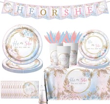 Boho Baby Shower Decorations - 142Pcs Gender Reveal Plates,Napkins,Table... - $30.99