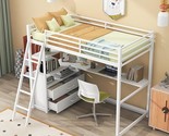 Twin Size High Loft Bed With Desk, Shelves And Two Built-In Storage Draw... - $586.99