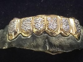 custom gold teeth grillz with 25 cz stone and free mold kit - £240.38 GBP