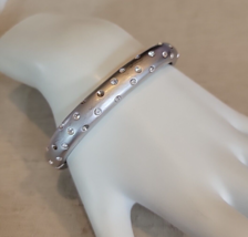 Swarovski Crystal Bangle Silver Tone Matte Finish Bracelet Repair Missing stones - £15.13 GBP