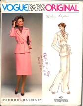 Uncut 1970s Size 10 Bust 32 ½ Balmain Jacket Skirt Pants Vogue 1601 Pattern - $14.99