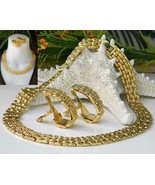 Vintage Collar Choker Necklace Set Clip Earrings Gold Tone Cleopatra - $27.95
