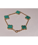Four Leaf Clover Bracelet, VCA Bracelet, 14K Yellow Gold Plated, Double ... - $100.00