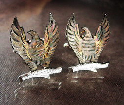 Patriotic Cufflinks Eagle UNUSUAL Bronze Vintage bird silver cuff links ... - £75.93 GBP