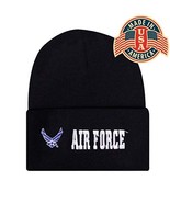 UNITED STATES US AIR FORCE USAF TEXT LOGO BLACK CUFFED KNIT BEANIE WINTE... - €12,98 EUR