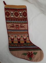 Wintex Christmas Stocking Wool Petit Point Santa Claus ~ Reindeer ~ Poinsettia - £15.78 GBP