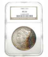 1880-S Silber Morgan Dollar NGC MS-66 Wundervoll Obverse Toning - $11,581.28 MXN
