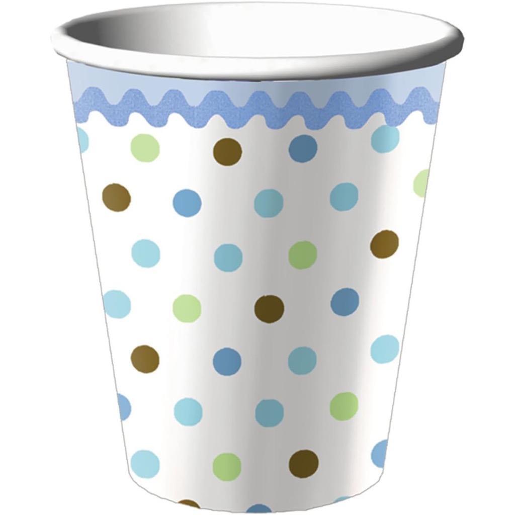 Tickled Blue Polka Dots Baby Shower Cups Party Tableware 8 Per Package New - $4.95