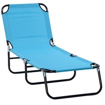 Outsunny Sky Blue Folding Chaise Lounge Pool Chair 5-Level Reclining - $93.99