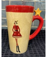 Sakura Christmas Mug Cup Festive Fashions Earthenware 16 oz Debbie Taylo... - $16.95