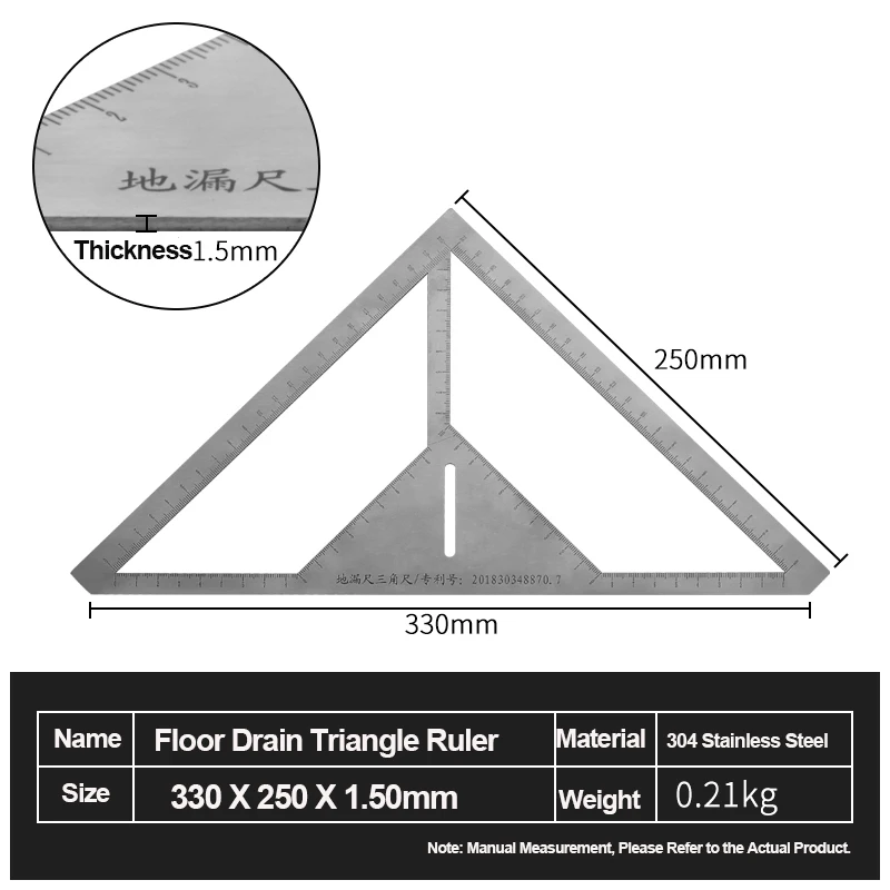 HotXYZ Multi-function Floor Drain Ruler Precisely Triangle Ruler Stainless Steel - £174.63 GBP