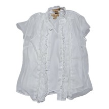 White Notations 2 Piece Blouse Set Semi Sheer Button Down &amp; Tank Cami Size Small - £14.31 GBP