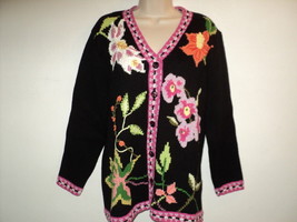 Storybook Knits Cardigan Sweater Size Small Tropics in Bloom Floral Pattern - £18.55 GBP