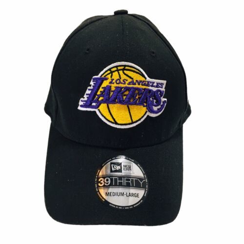 Primary image for New Era 39Thirty Black Hat w/Purple & Gold Logo NBA LA Lakers Fitted Med-Large