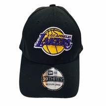 New Era 39Thirty Black Hat w/Purple &amp; Gold Logo NBA LA Lakers Fitted Med... - £21.22 GBP