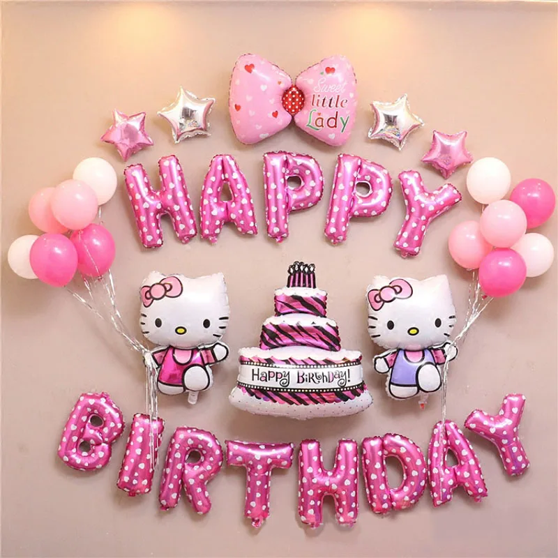 Sanrio Birthday Party Balloon Decoration Cute Hello Kitty Kids Birthday Theme - £14.77 GBP