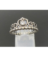 PANDORA 925 Sterling Silver - Vintage Topaz Royal Crown Band Ring Sz 7 -... - £41.95 GBP