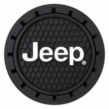 Jeep Logo Car Cup Holder Coaster 2-Pack Black - £16.48 GBP