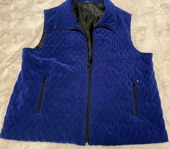 womens quilted jacket Vest XL Blue Full Zip Lined - $23.36