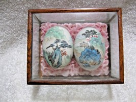 Vintage Hand Painted Eggs With Case-Landscape/Japan/Oriental/Collectible Decor!! - £18.12 GBP