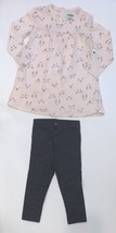 Mighty  Goods Baby Girl Dress Blouse &amp; Gray  Leggings Set Cat Dog Pastel... - £10.77 GBP