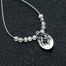 Crystal Quartz Faceted Drop Labradorite Beads Natural Loose Gemstone Jew... - £2.36 GBP
