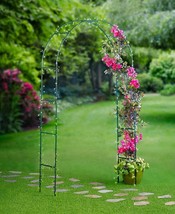 94&quot; Outdoor Steel Garden Arch Green Arbor Flower Trellis Growing Climbin... - £31.95 GBP