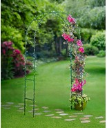 94&quot; Outdoor Steel Garden Arch Green Arbor Flower Trellis Growing Climbin... - £32.02 GBP