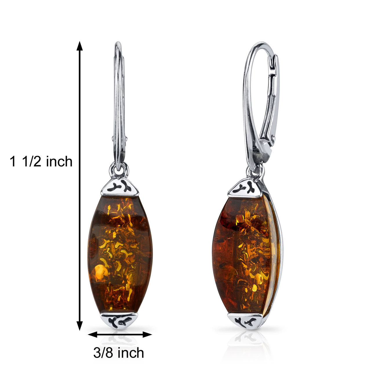 Sterling Silver Baltic Amber Cognac Color Earrings Item image 2
