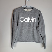 Calvin Klein Womens Sweatshirt Juniors Gray Cropped Length Medium Logo Shirt - $14.99