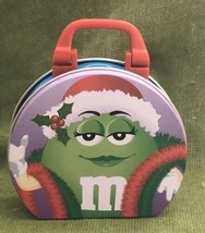 Green M&amp;M&#39;s Christmas Tin Pink background MINT - £7.91 GBP