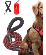 Dog No Pull Harness and Leash Set Black w Red Size L-see pics for measur... - £18.36 GBP