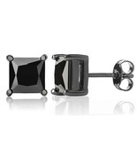 Sterling Silver Black Cubic Zirconia 10mm Princess-Cut Stud Earrings - $11.99