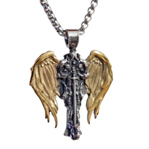 St Michael Steel Pendant Necklace Archangel Irish Celtic Cross Amulet And Boxed - £11.89 GBP