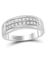 10k White Gold Mens Round Diamond 2-row Wedding Anniversary Band Ring 1/... - £287.72 GBP