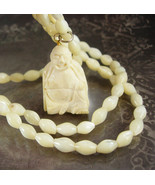 Vintage Buddha Necklace Mother of pearl mop beads Large Chinese Oriental... - £155.87 GBP