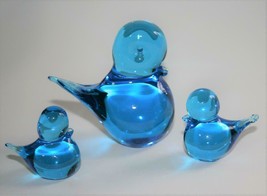 Set of 3 Art Glass Bluebird Figurines  #2399 - £28.31 GBP